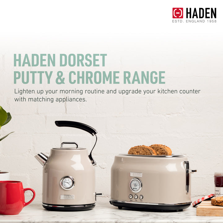 Haden Dorset Wide Slot Stainless Steel Retro Toaster, Putty Beige (Open Box)