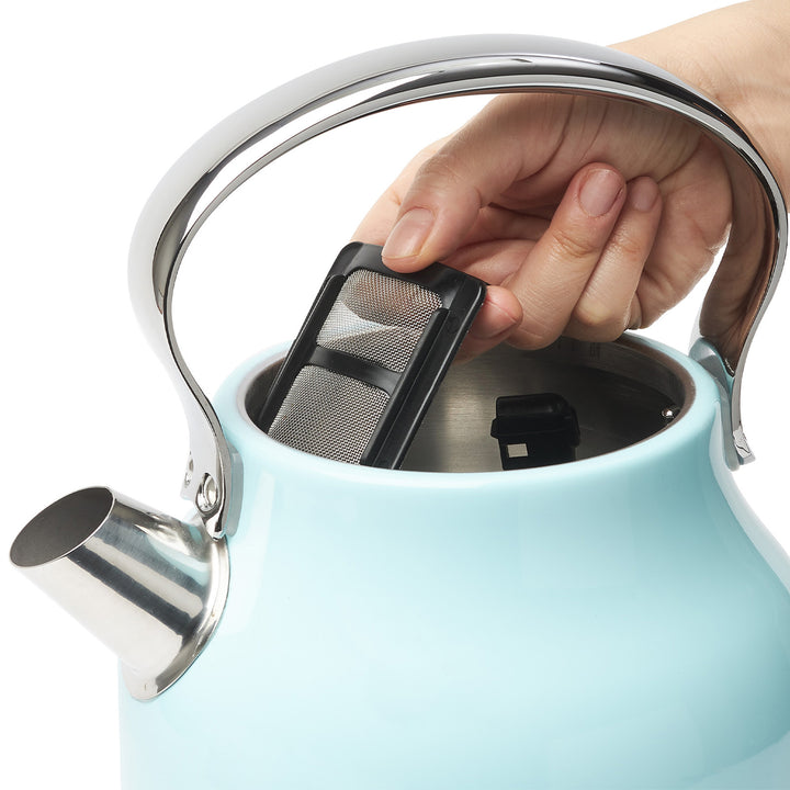 Haden Heritage 1.7L Stainless Steel Electric Water Kettle, Turquoise & Chrome