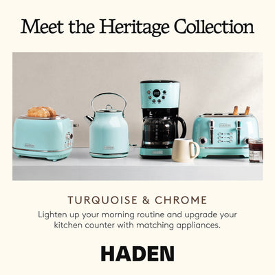 Haden Heritage 1.7 Liter Stainless Steel Body Electric Kettle, Turquoise (Used)