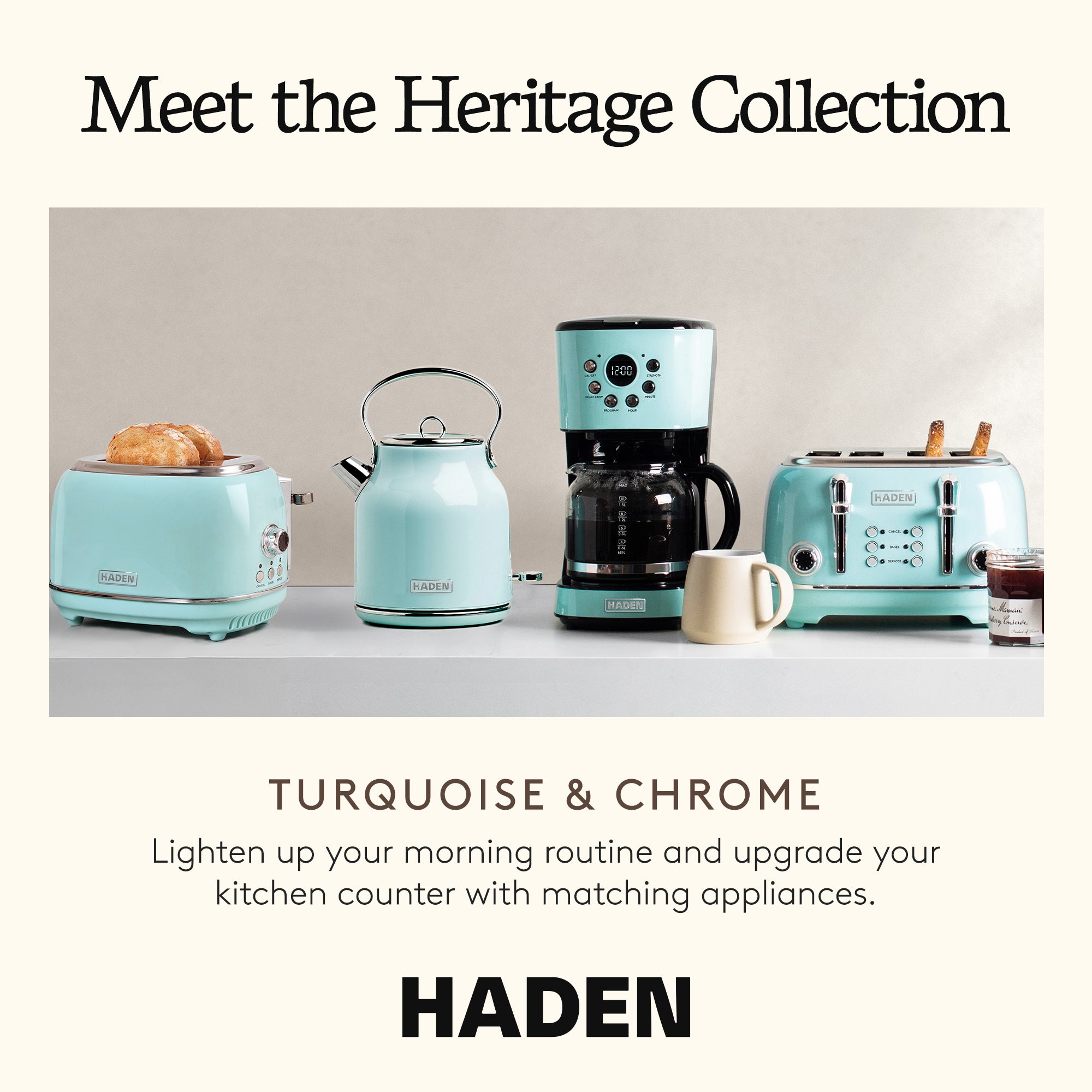 Haden Heritage 1.7 Liter Stainless Steel Body Electric Kettle, Turquoise (Used) - VMInnovations