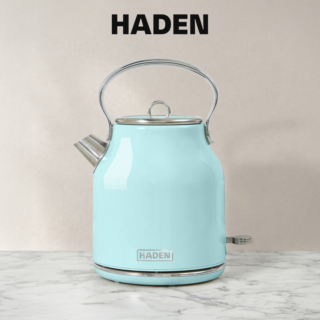 Haden Heritage 1.7L Stainless Steel Electric Water Kettle, Turquoise & Chrome