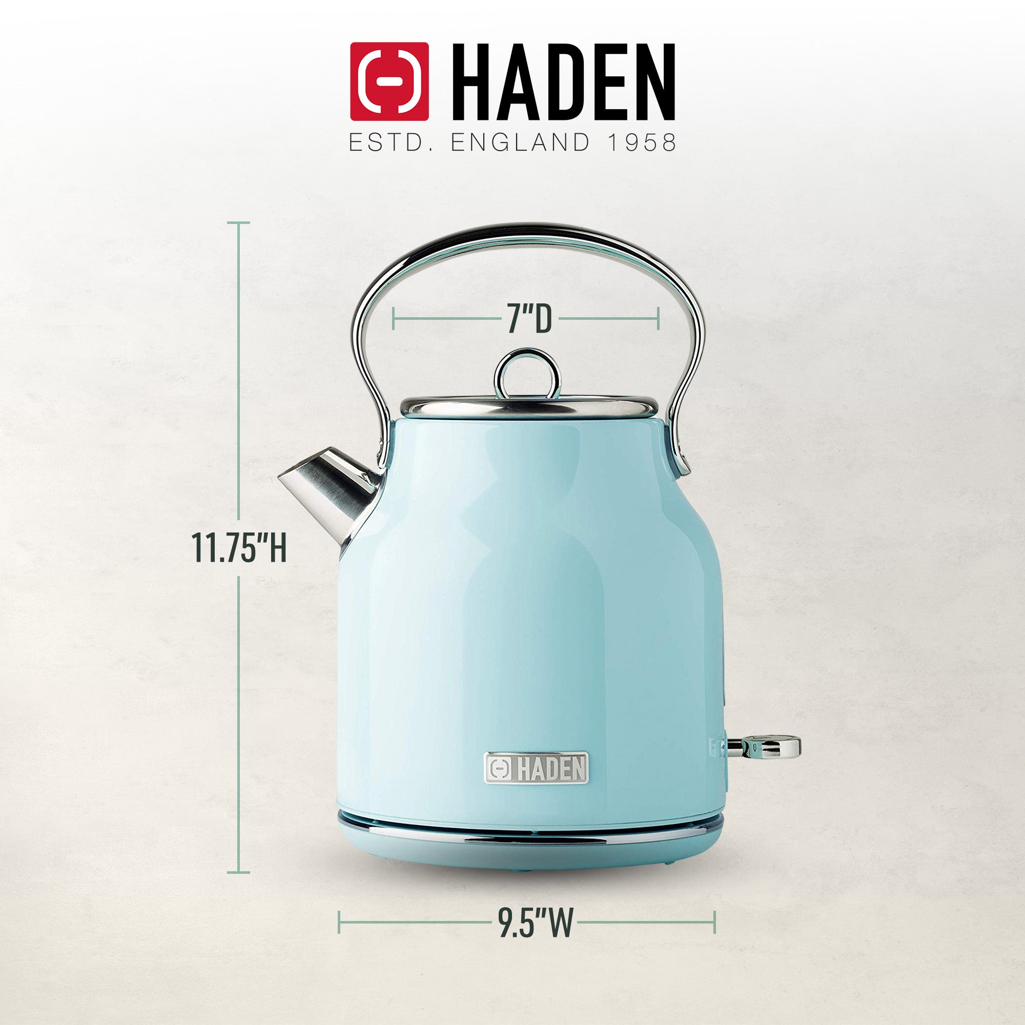 Haden Heritage Wide Toaster & Dorset Electric Kettle & Coffee Machine, Turquoise