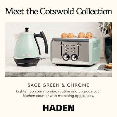 Haden Cotswold 4-Slice Wide Slot Stainless Steel Toaster, Sage Green (For Parts) - VMInnovations