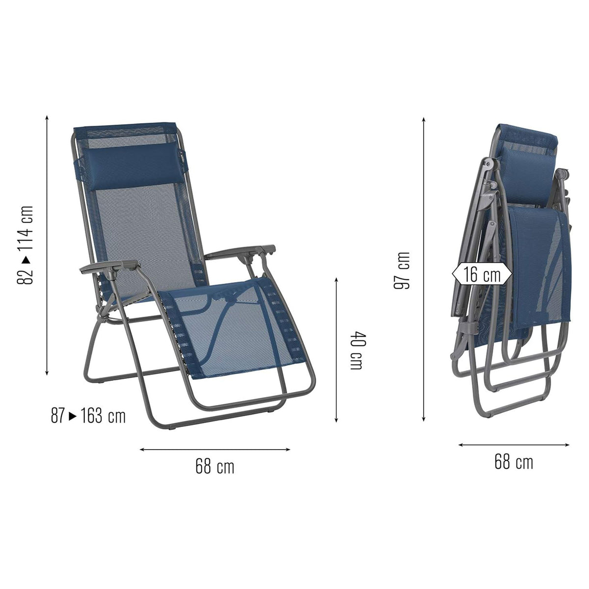 Lafuma R-Clip Batyline Iso Relaxation Zero Gravity Recliner Ocean (Open Box) - VMInnovations