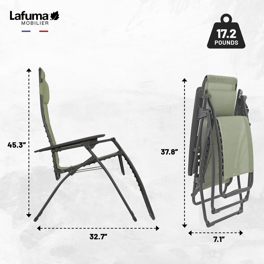 Lafuma LFM3118-8557 Futura Series Zero Gravity Outdoor Lounge Recliner, Green