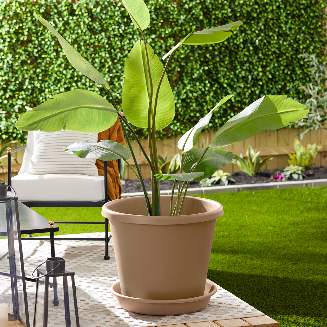 The HC Companies 21 Inch Planter Saucer for Classic Pots, Sandstone, 6 Pack - VMInnovations