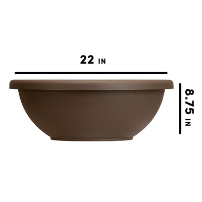 HC Companies 22 Inch Resin Garden Bowl Planter Pot, Chocolate Brown (2 Pack) - VMInnovations