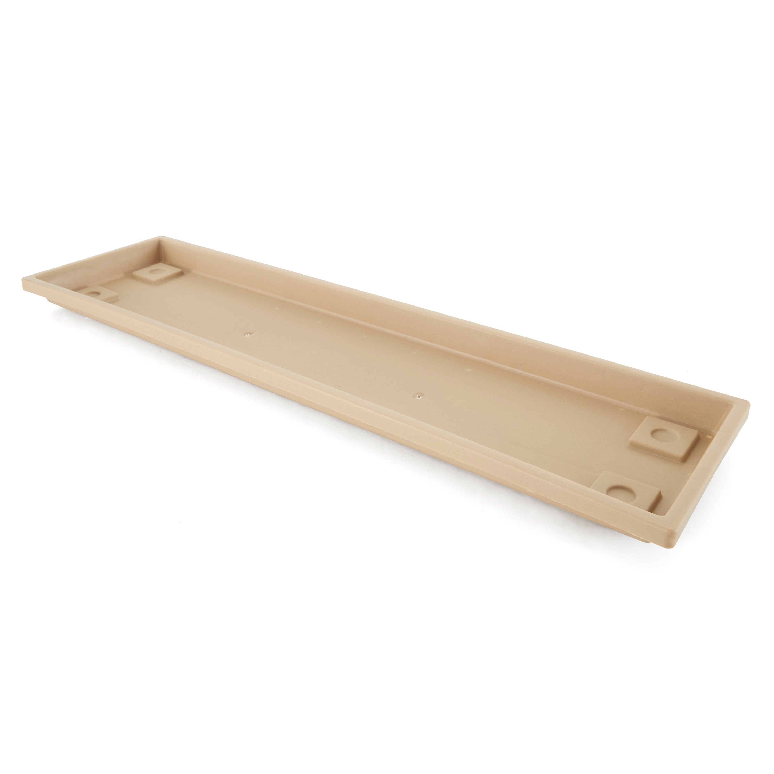 HC Companies Farmhouse Venetian 30In Rectangular Flower Box Saucer, Sand, 12 Ct