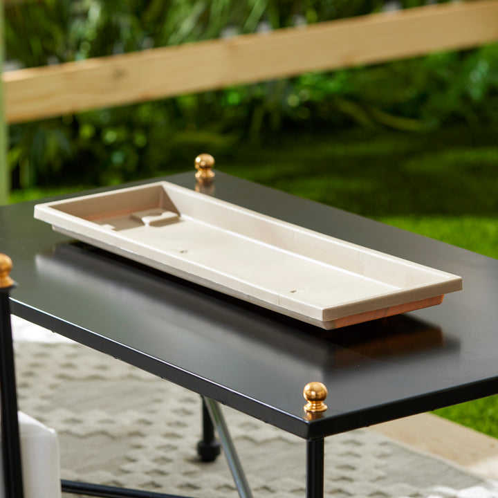HC Companies Venetian 24" Rectangular Flower Box Saucer, Sandstone (Open Box) - VMInnovations