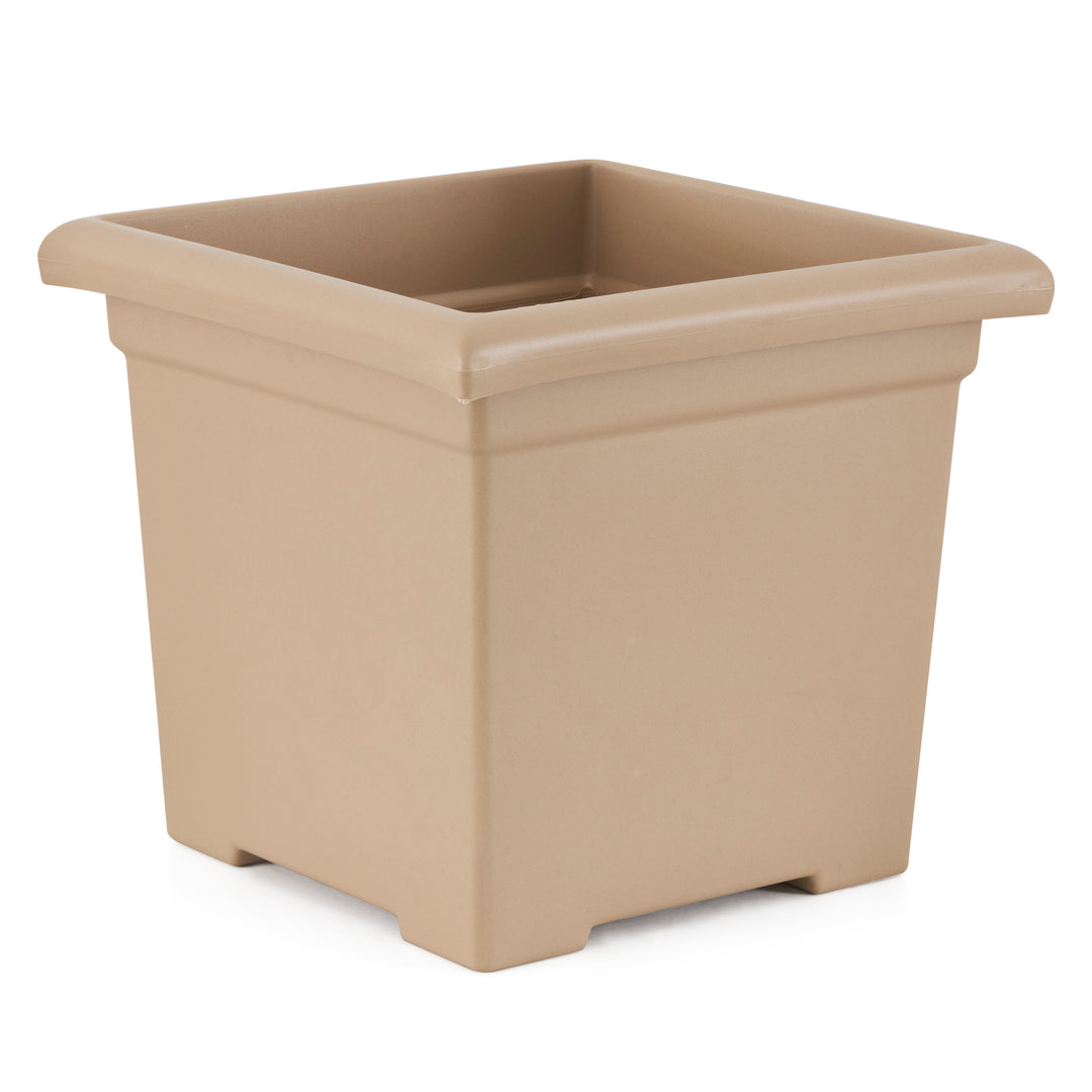 HC Companies 15.5-Inch Outdoor Square Accent Planter, Sandstone Tan (Open Box)