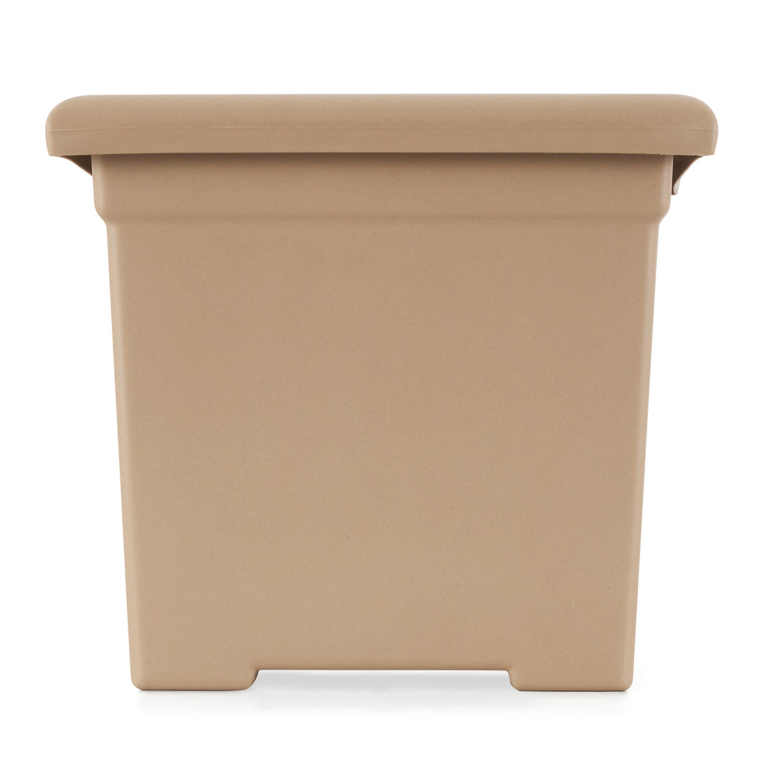 HC Companies 13.25" D x 15.5" W Outdoor Square Accent Planter, Sandstone Tan