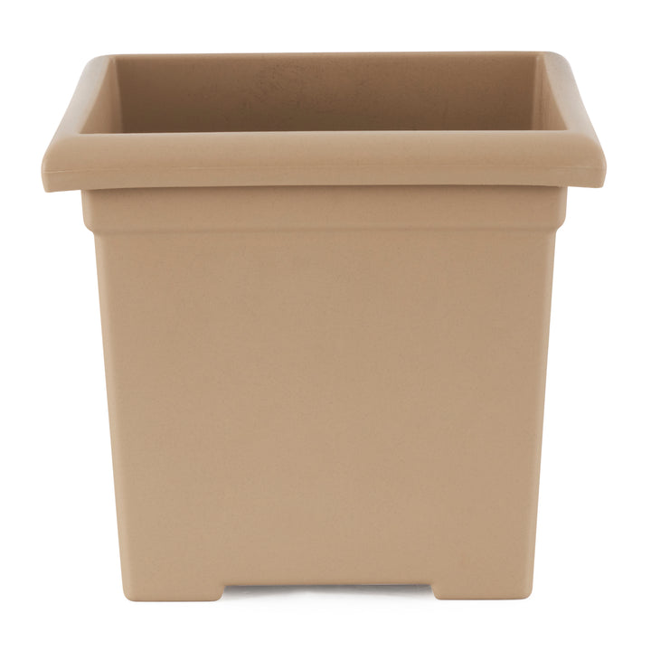 HC Companies 13.25" D x 15.5" W Outdoor Square Accent Planter, Sandstone Tan