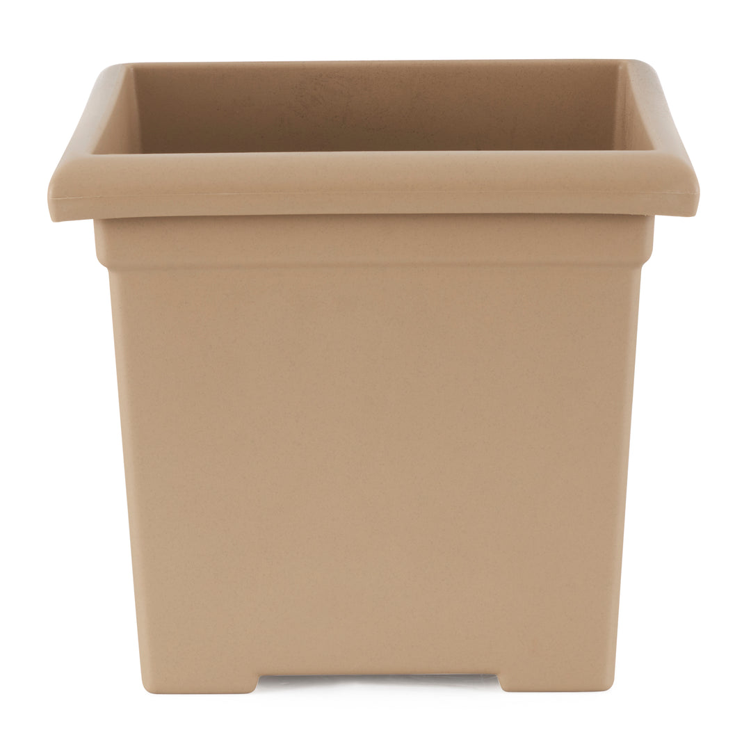 HC Companies 15.5-Inch Outdoor Square Accent Planter, Sandstone Tan (Open Box)