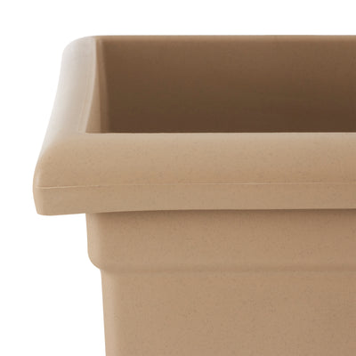 HC Companies 15.5-Inch Outdoor Square Accent Planter, Sandstone Tan (Open Box)