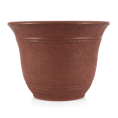Listo SRA13001P05 13-Inch Round Outdoor Plastic Sierra Planter, Rustic Redstone - VMInnovations