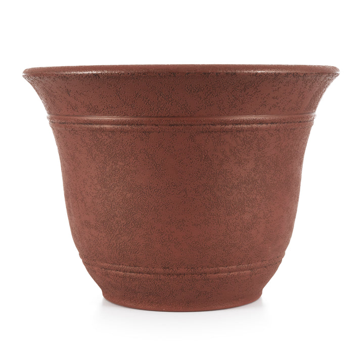 Listo SRA13001P05 13-Inch Round Outdoor Plastic Sierra Planter, Rustic Redstone