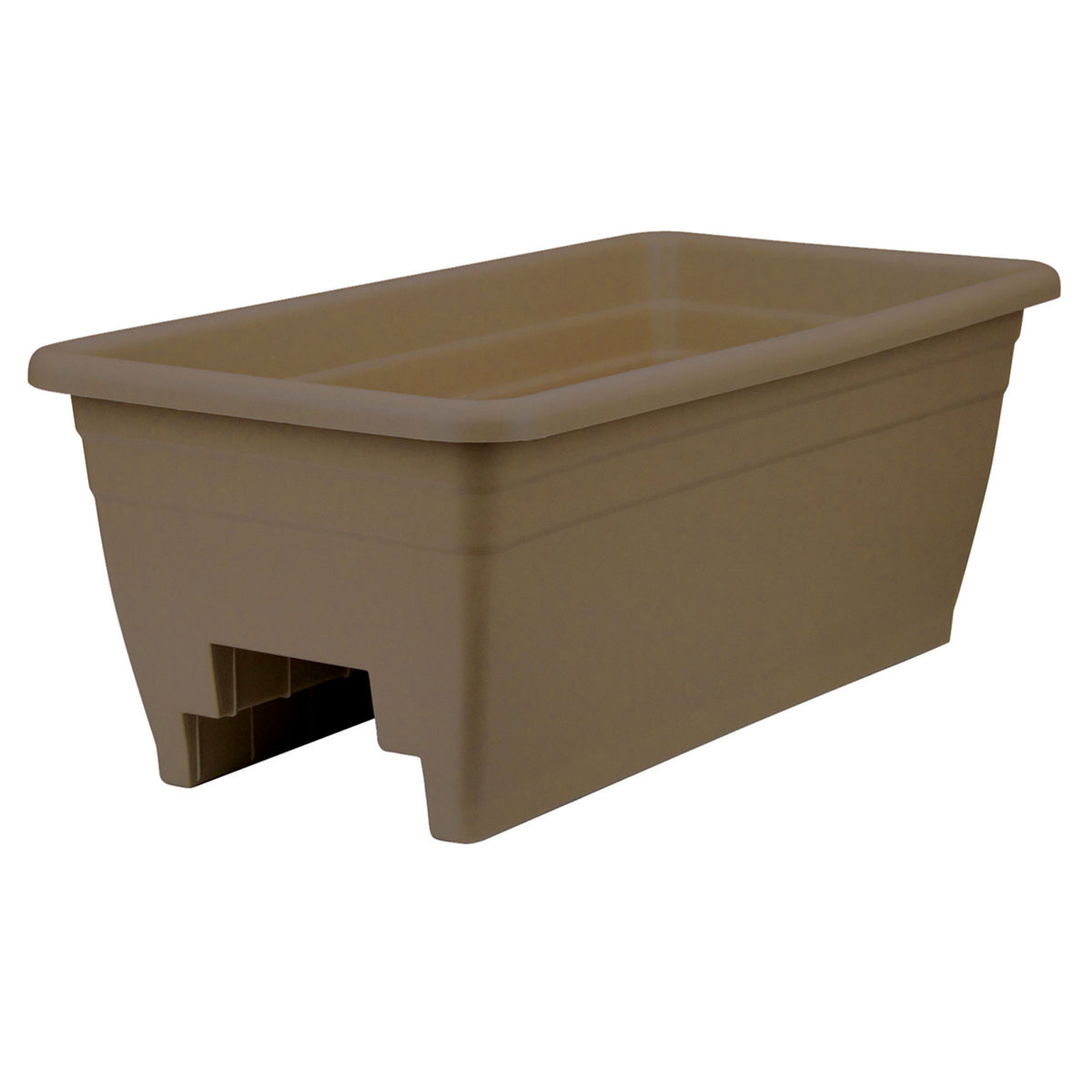 HC Companies 12-Inch Outdoor Plastic Deck Planter Box, Chocolate (Open Box) - VMInnovations