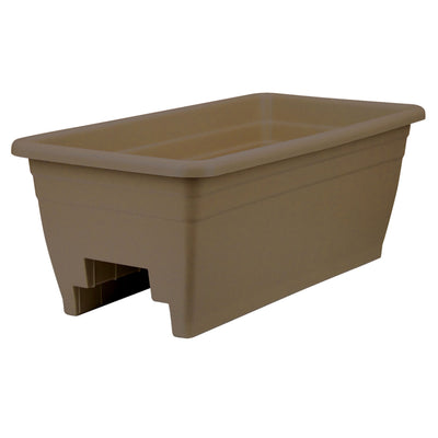 HC Companies 12-Inch Outdoor Plastic Deck Planter Box, Chocolate (Open Box) - VMInnovations