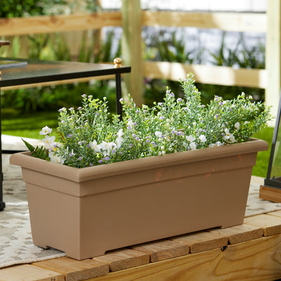 Akro Mils 28in Plastic Romana Sandstone Planter & Wakefield 1lb Soil Conditioner - VMInnovations