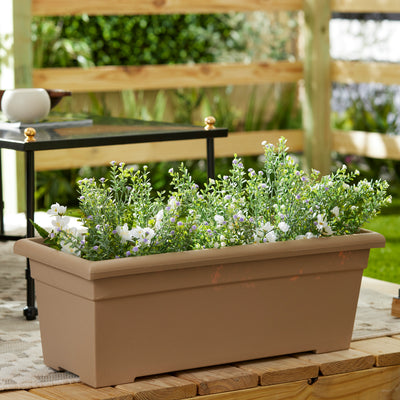 Akro Mils 28in Plastic Romana Sandstone Planter & Wakefield 1lb Soil Conditioner - VMInnovations
