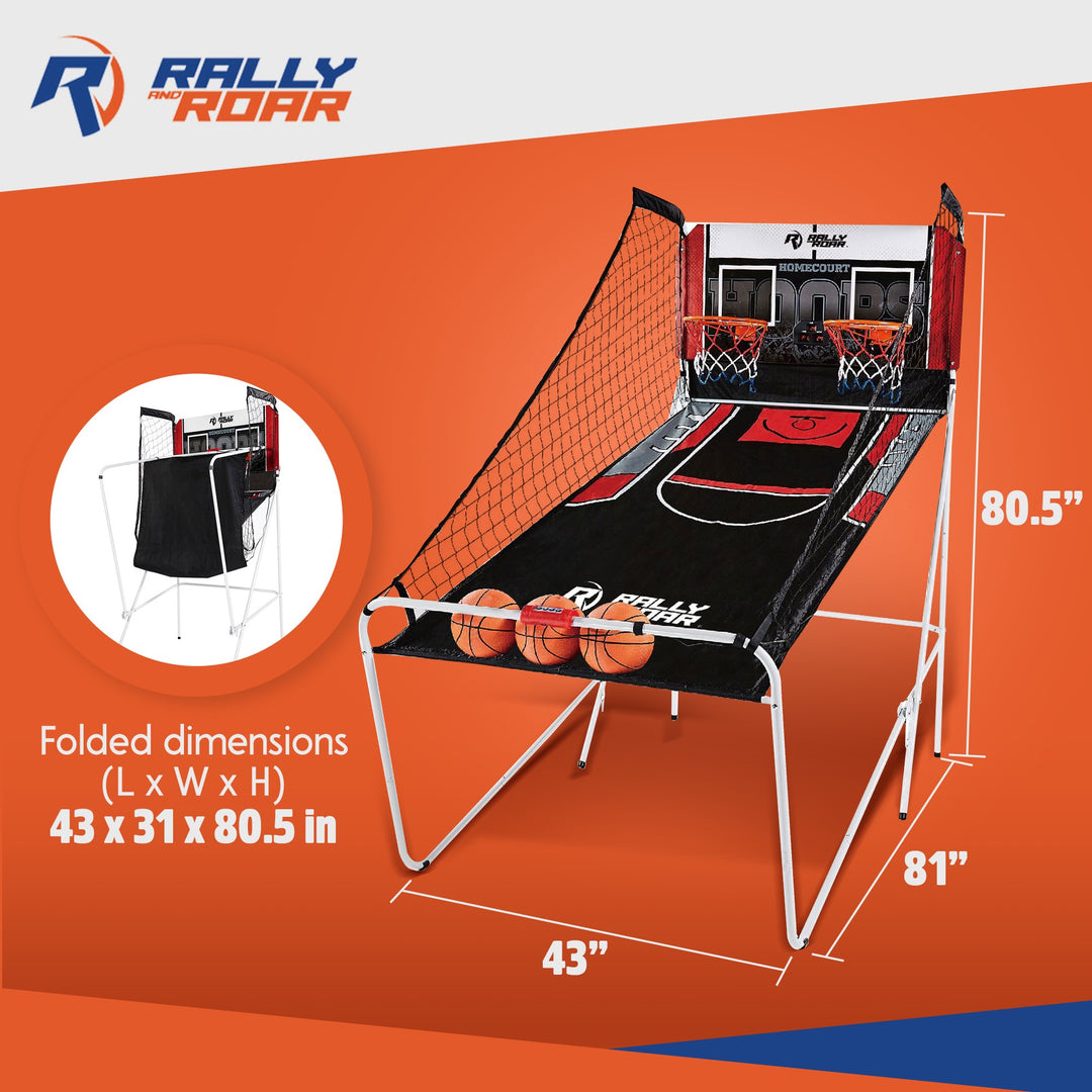 Rally and Roar 2 Player Hoop Shooting Basketball Arcade Game, Scoreboard & Balls - VMInnovations