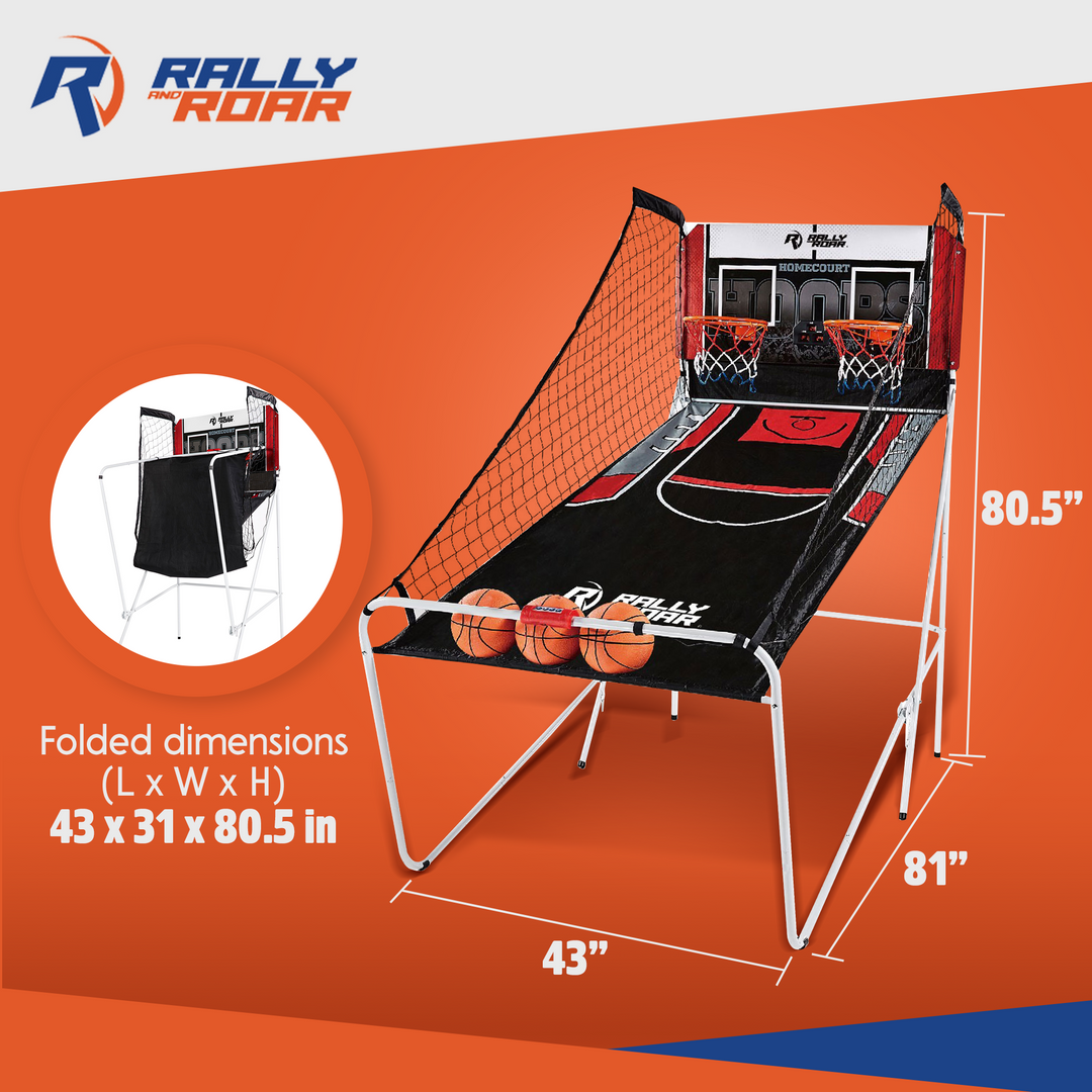 Rally and Roar 2 Player Hoop Shooting Basketball Arcade Game, Scoreboard & Balls