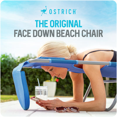 Ostrich The Heavy-Duty Backpacker Portable Reclining Beach Camping Chair, Blue