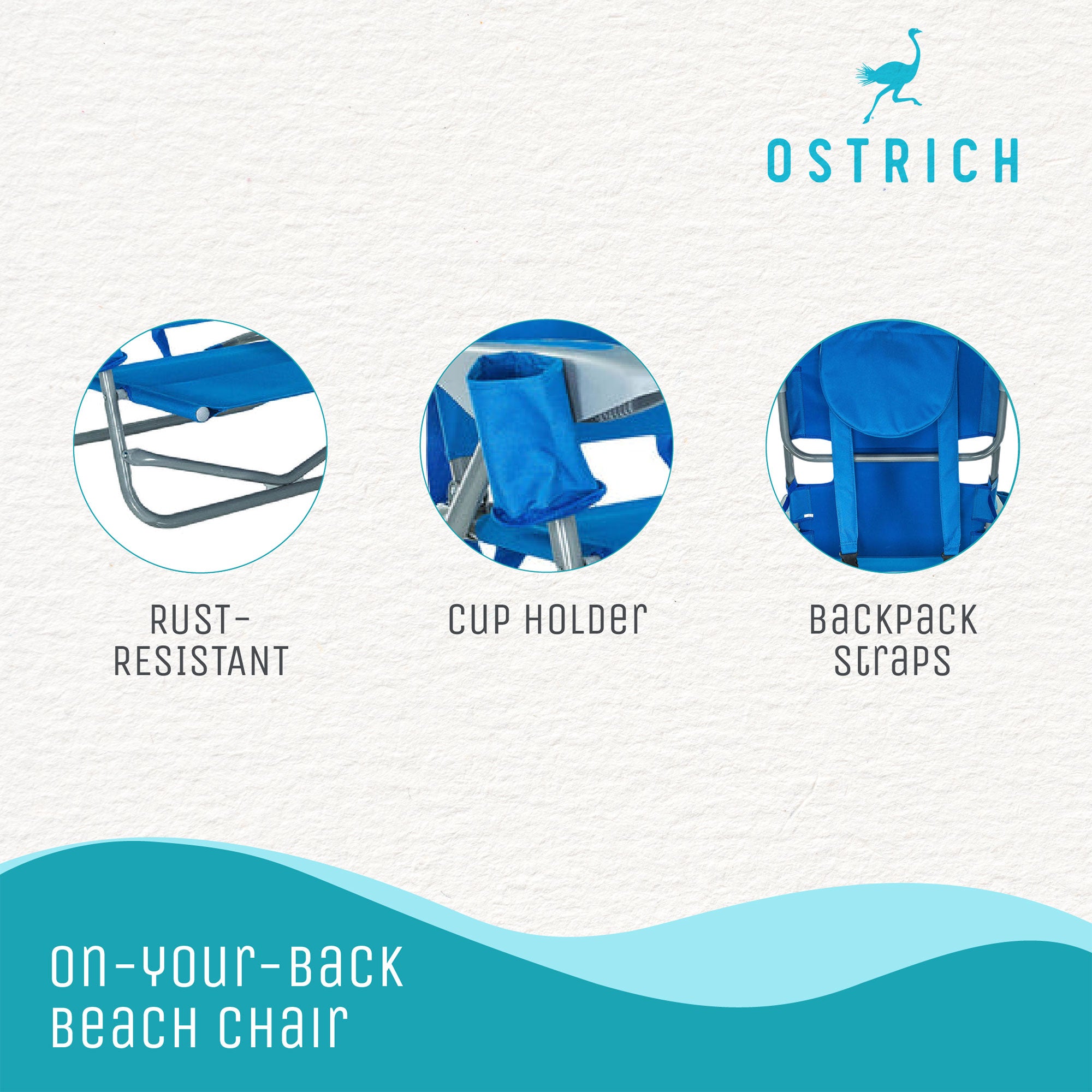 Ostrich On-Your-Back Outdoor Lounge 5 Position Reclining Beach Chair (4 Pack) - VMInnovations