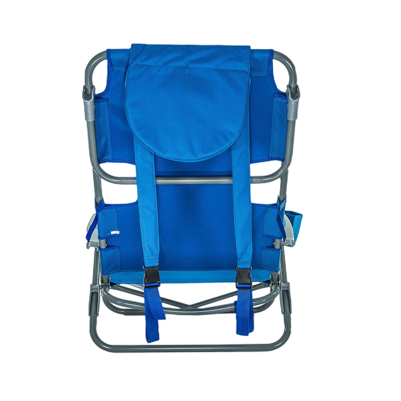 Ostrich On-Your-Back Outdoor Reclining Beach Lounge Pool Camping Chair, Blue
