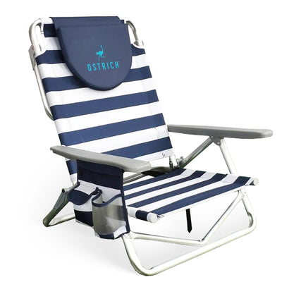 Ostrich On-Your-Back Beach 6-Inch Off the Ground Chair, Navy Blue White (Used)