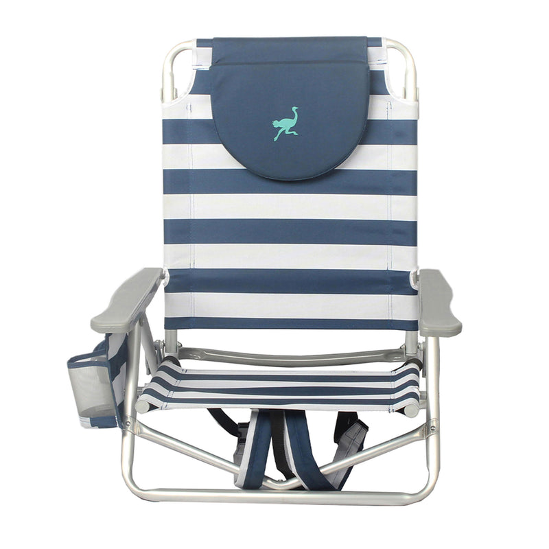 Ostrich On-Your-Back Beach 6-Inch Off the Ground Chair, Navy Blue White (Used)