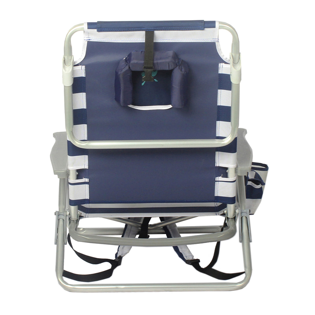 Ostrich On-Your-Back Beach 6-Inch Off the Ground Chair, Navy Blue White (Used) - VMInnovations