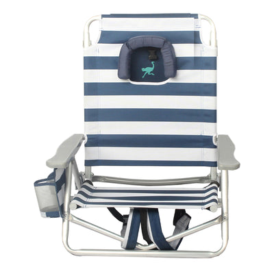 Ostrich On-Your-Back Beach 6-Inch Off the Ground Chair, Navy Blue White (Used)