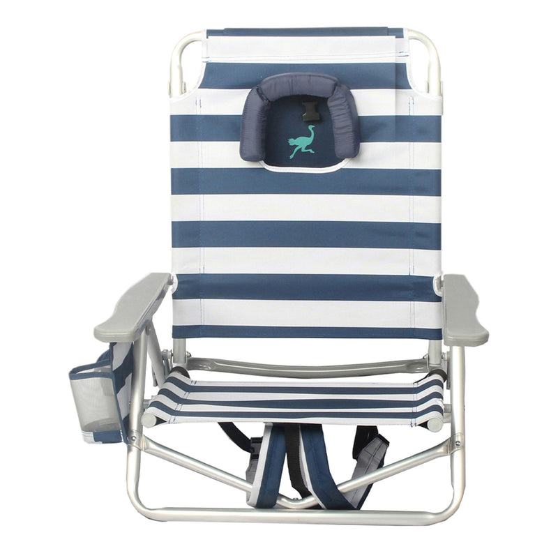 Ostrich On-Your-Back Beach 6-Inch Off the Ground Chair, Navy Blue White (Used)