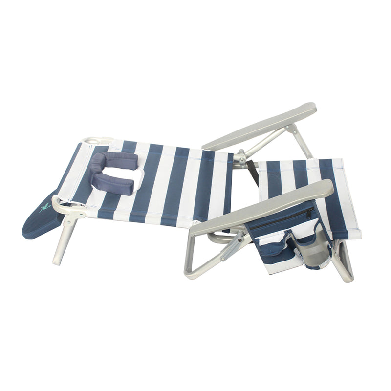 Ostrich On-Your-Back Beach 6-Inch Off the Ground Chair, Navy Blue White (Used)