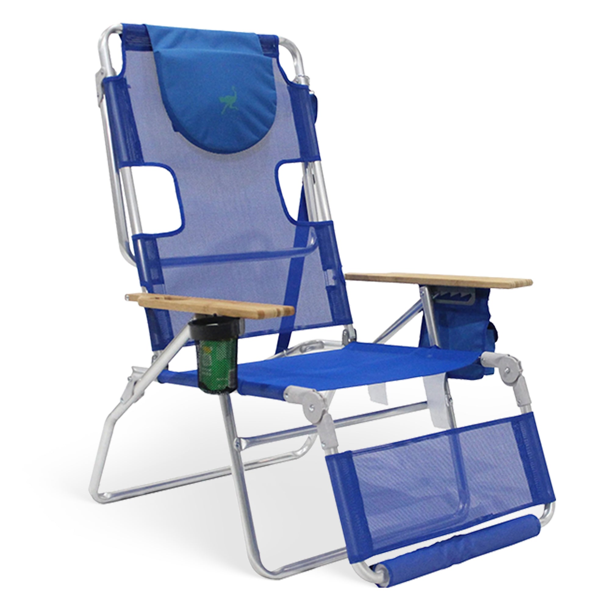 Ostrich The Altitude 3N1 High Back Outdoor Beach Lounge Chair w/Footrest, Blue