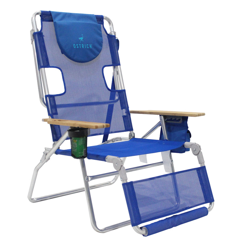 Ostrich Altitude 3N1 Outdoor Beach Lounge Chair with Footrest, Blue (Open Box)