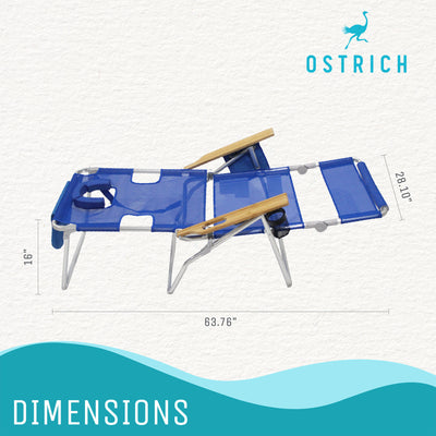 Ostrich Altitude 3N1 Outdoor Beach Lounge Chair with Footrest, Blue (Open Box)