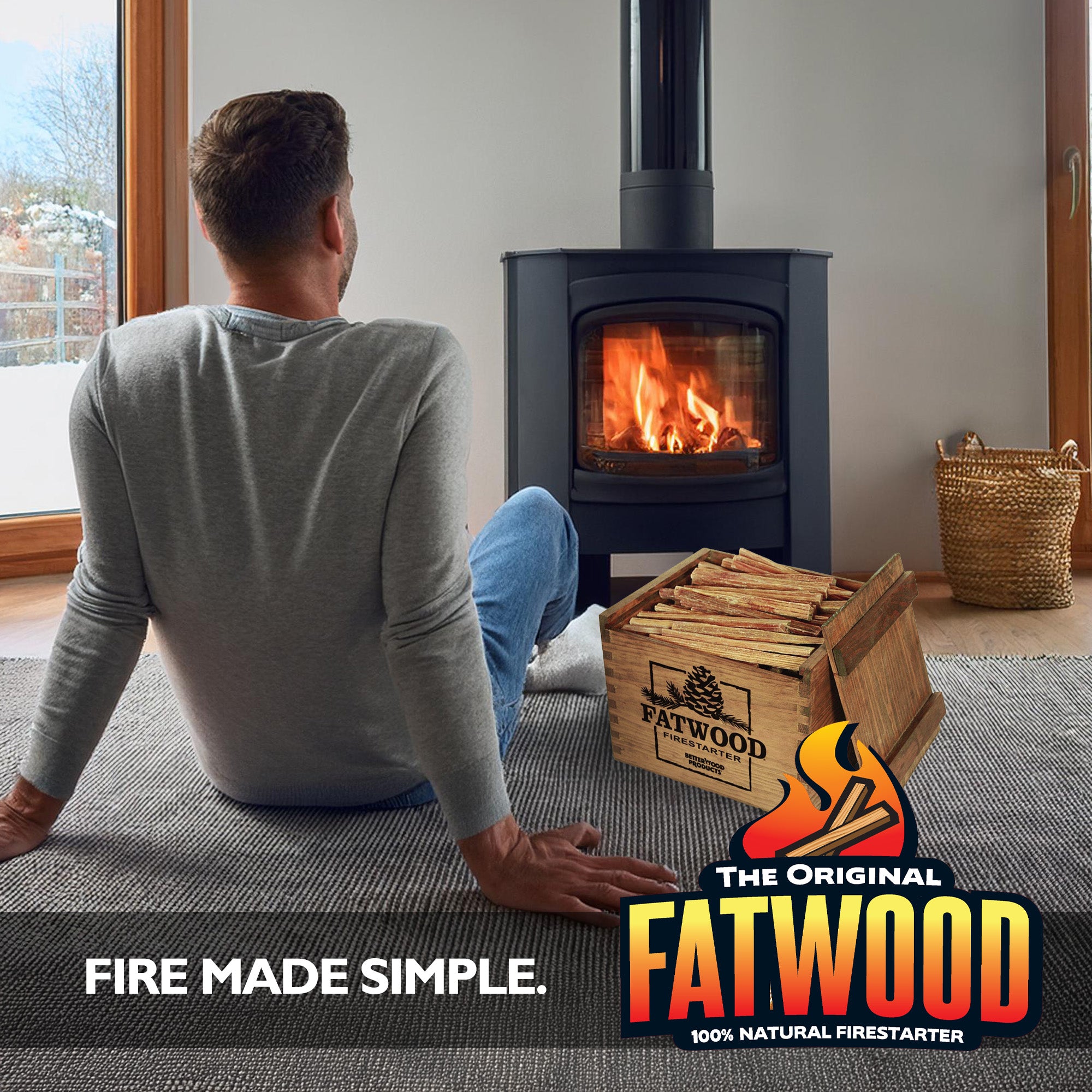 BetterWood Products Fatwood Firestarter Natural Waterproof Wood Crate, 12 Pounds - VMInnovations