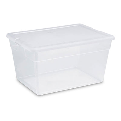 Sterilite 16598008 Lidded 56 Quart Clear Bin Storage Tote Container (Open Box)