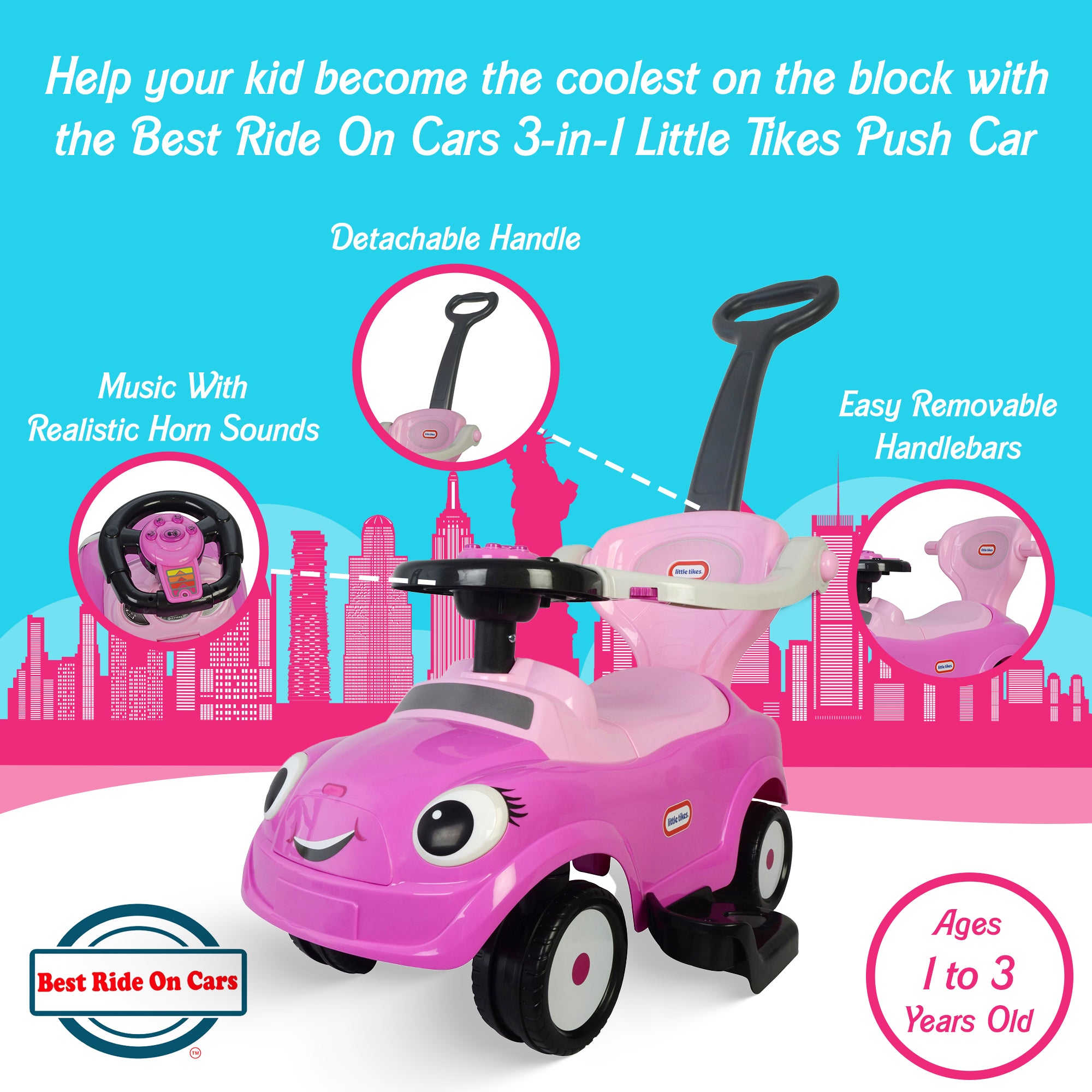 Best Ride On Cars Baby 3 in 1 Little Tikes Push Car Stroller Ride On Toy (Used) - VMInnovations