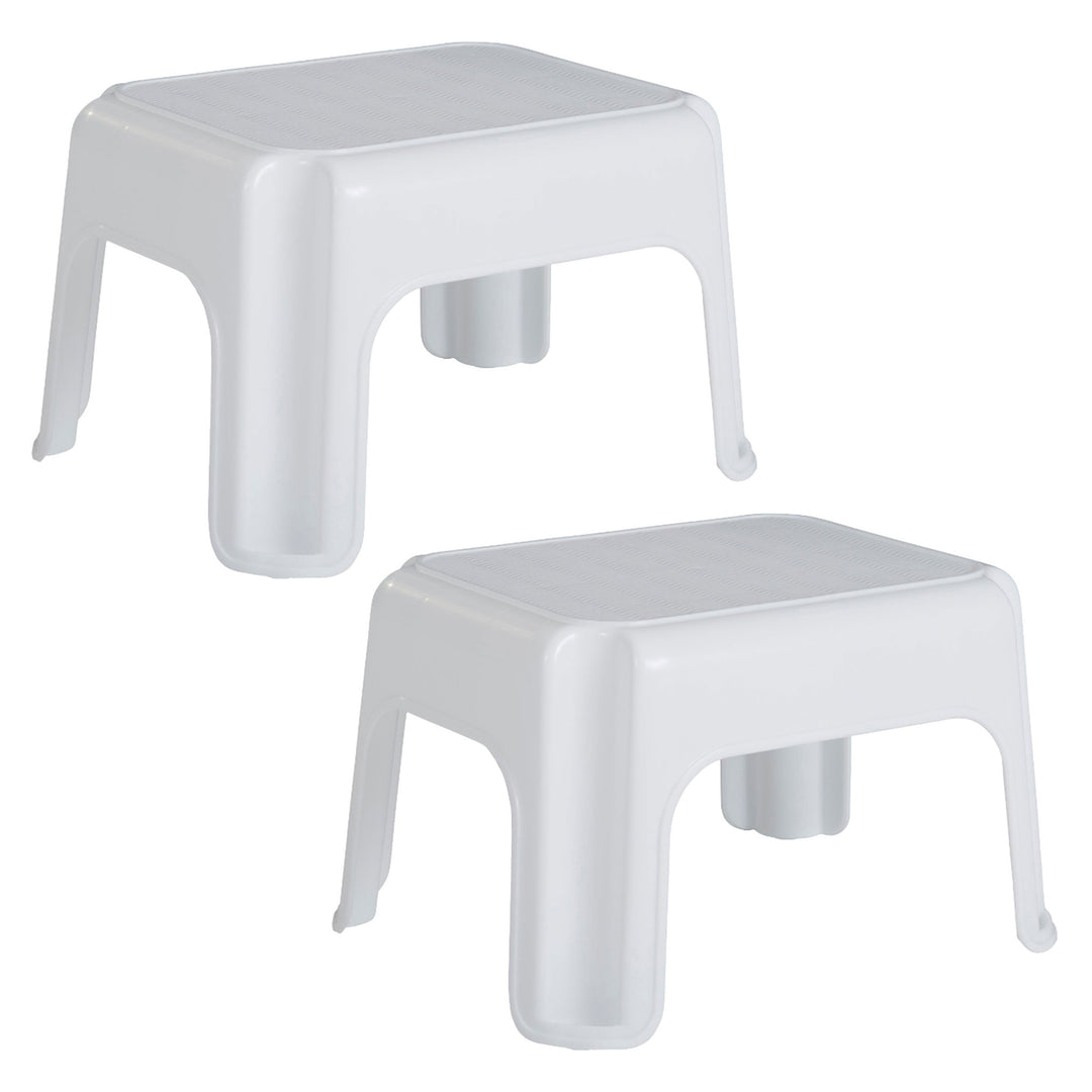Rubbermaid Durable Plastic Step Stool, Holds 300 lbs, White-2 Pack (Refurbished)