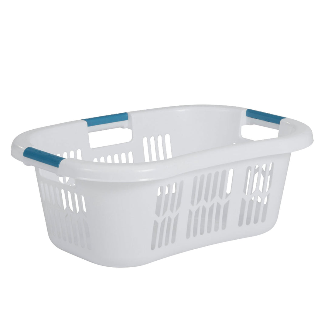 Rubbermaid 2.1-Bushel Small Hip-Hugger Plastic Laundry Basket, White (4-Pack)