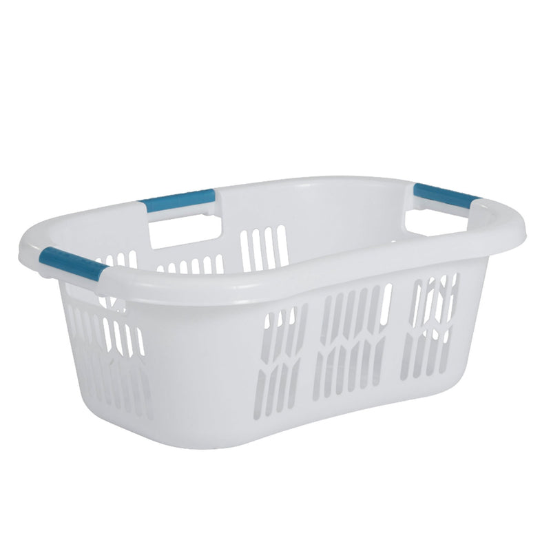 Rubbermaid 2.1 Bushel Small Hip-Hugger Plastic Laundry Basket, White (Open Box)