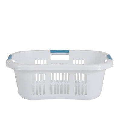Rubbermaid 2.1 Bushel Large Hip-Hugger Portable Plastic Laundry Basket, White