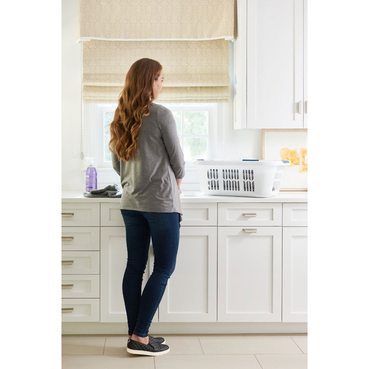 Rubbermaid Small Laundry Basket 2.1 Bushel Hip-Hugger Plastic Bin, White, 4 Pack