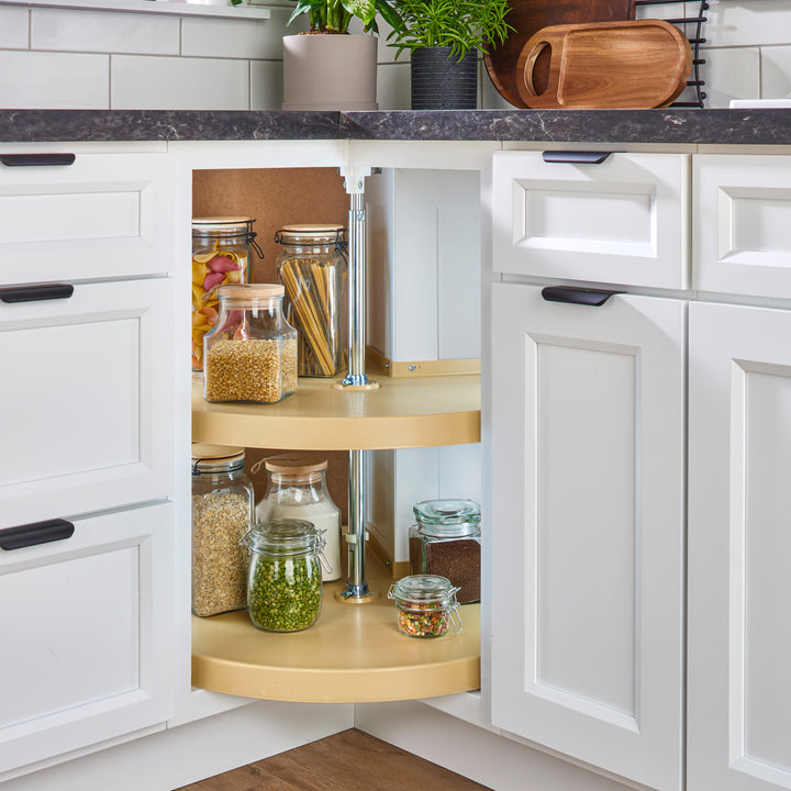 Rev-A-Shelf 28'' Lazy Susan Pie-Cut Polymer 2-Shelf, Almond, 6942-28-15-52