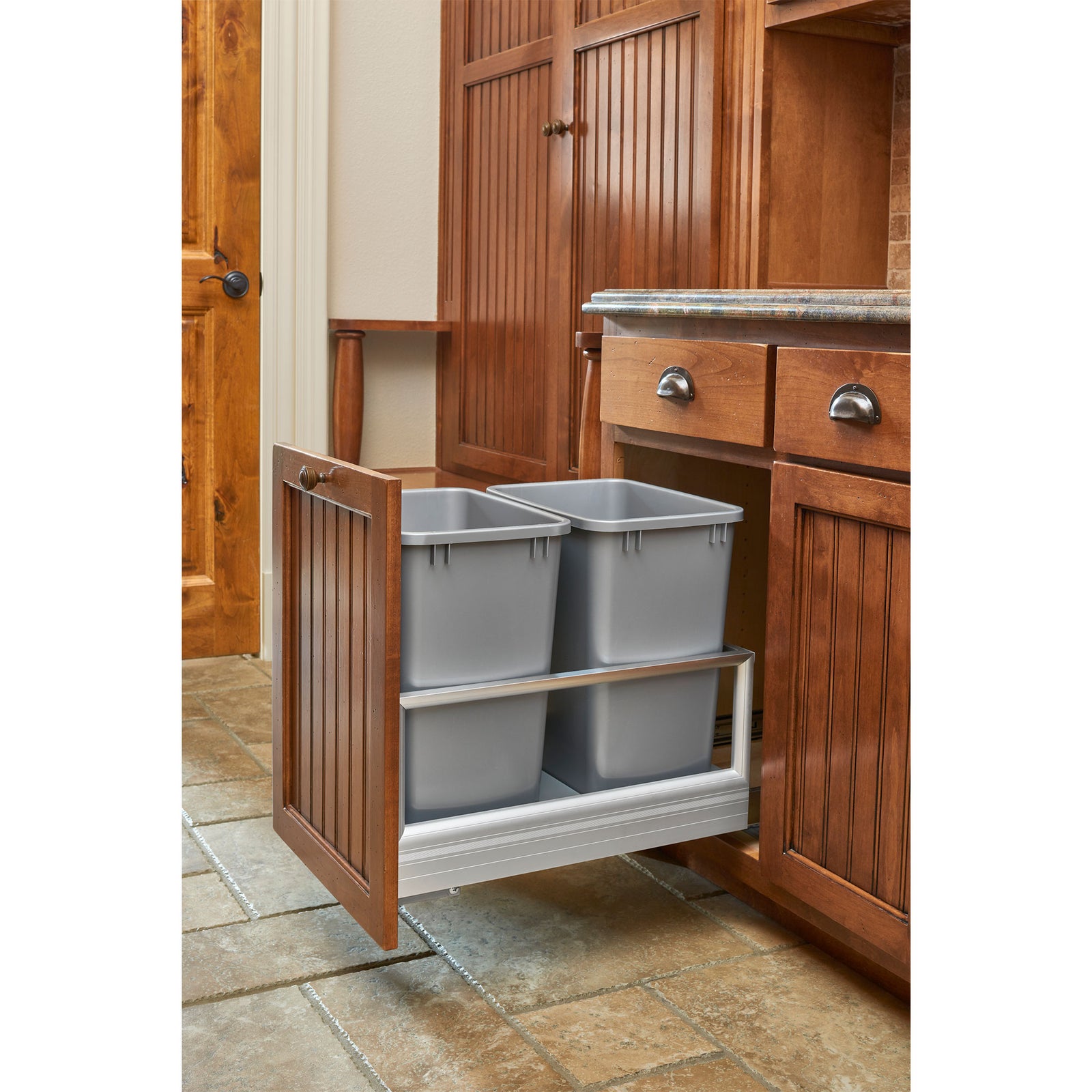 Rev-A-Shelf Double Pullout Kitchen Trash Can 35 qt. Rev-A-Motion, 5149-18DM-217 - VMInnovations