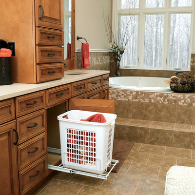 Rev-A-Shelf 20'' Pullout Large Polymer Clothes Hamper, White, HPRV-1520 S