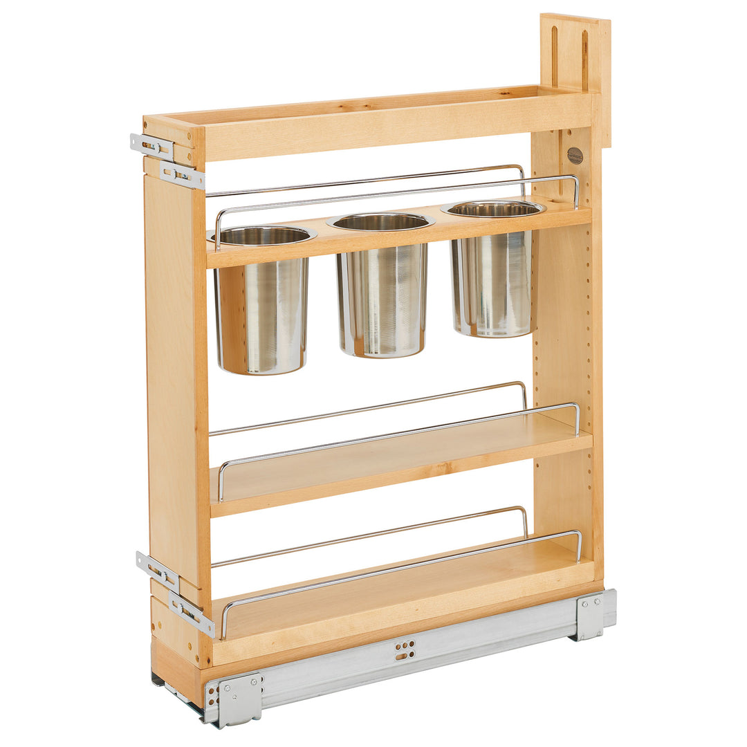 Rev-A-Shelf 5" Pullout Kitchen Cabinet Organizer with Soft-close, 448UT-BCSC5C